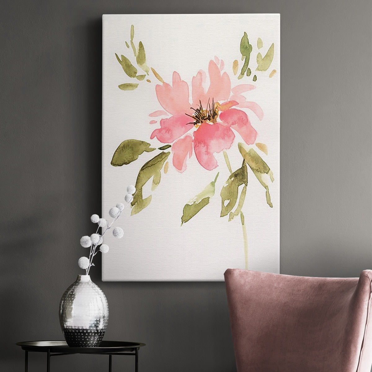 One Pink Bloom II Premium Gallery Wrapped Canvas - Ready to Hang