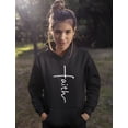 thumbnail image 3 of Faith Hoodie for Women Cross Faith Sweatshirts Christian Apparel Graphic Tops Faith Black X-Large, 3 of 6