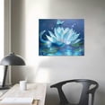 thumbnail image 4 of BCIIG  Floral Canvas Wall Art Purple Water Lily and Dragonfly Wall Art for Living Room,Modern Spiritual Yoga Spa Pictures Wall Decor  Artwork for Bathroom Bedroom Wall Decor 20x16in, 4 of 6