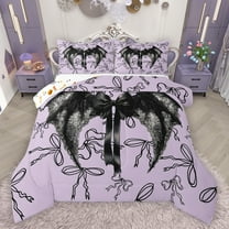 Feelyou Magic Angel Wing Full Size Comforter Sets for Girl, Purple Princess Bowknot Bedding Comforter Set, Fairy Tale Theme Reversible Bedding Sets, Microfiber Bedroom Decor, 3 Pieces