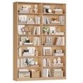thumbnail image 2 of Hiphuta 84" Tall Double Wide 7-Tier Bookcase with 14 Cubes, Large Open Bookcase for Home Office and Living Room, Freestanding Display Book Shelves, Natural, 2 of 8