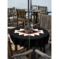 thumbnail image 2 of Outdoor Tablecloth with Umbrella Hole for Patio/Picnic/Party/Camping, Black Red Boho Waterproof Table Cloth Round Cover Washable, Farmhouse Ethnic Tribe Striped (Dia 54"), 2 of 9