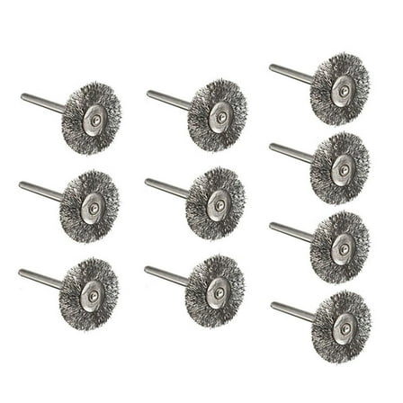 wire Brush Set 10 Pieces, Steel Wire Brush for Drill, 2.2cm Coarse Steel Crimped