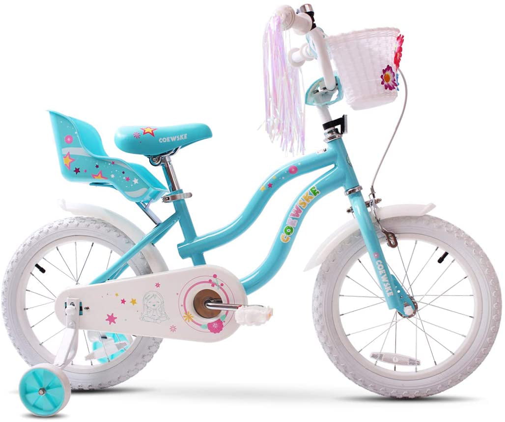 COEWSKE Kids Bike Steel Frame Children Bicycle Little Princess Style 12-14-16-18-20 Inch with Training Wheel 