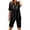 Black, variant on Womens Two Piece Sets Summer Spring Outfit Sets V-Neck Embroidered Tunic Top and Elastic Waist Bermuda Shorts