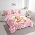 thumbnail image 3 of Homewish Merry Christmas 7pcs Bedding Comforter Set.Cute Gingerbread Man Queen Bedding Sets,Pink Flower Loves Pattern Queen Sheet Sets For Girls Kids,Super Cozy Room Decor Reversible, 3 of 8