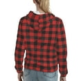 thumbnail image 7 of Lsque Red Black Plaid Pattern Casual Women's Hoodie,Hooded Sweatshirt with Kangaroo Pocket,Pullover Hoodie with Eye-catching Drawstrings-Large, 7 of 7