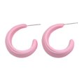 thumbnail image 2 of Eosunjian 1 Pair Candy Color C-shaped Ear Studs Earrings Colorful Hoop Earrings Geometric Circle Lightweight Earrings Jewelry Gift Pink, 2 of 13