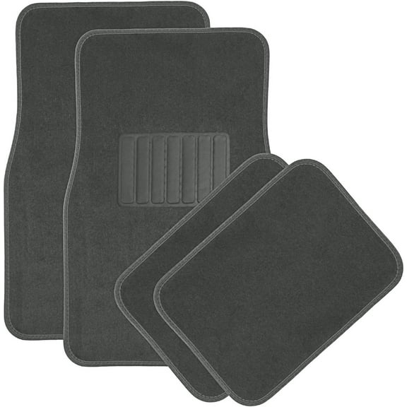 National Standard Products 4pc Full Set Heavy Duty Deluxe Carpet Floor Mats, Universal Fit Mat for Car, SUV, Van & Trucks - Front & Rear, Driver & Passenger Seat (Gray)