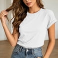 thumbnail image 2 of Trendfront Womens Short Sleeve Crewneck T Shirts Plain Solid Color Basic Tee Minimalist Slim Fit Sleeve Summer Casual Layering Tops, 2 of 4