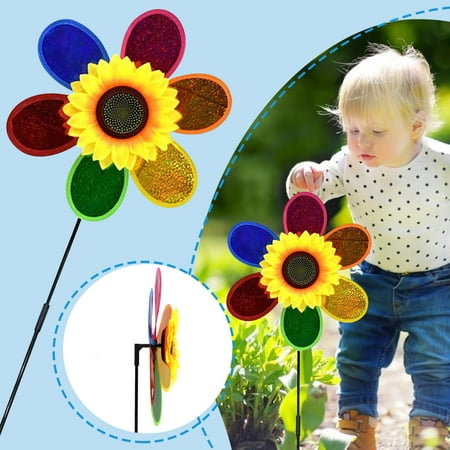 

Tiitstoy Single Layer Sequined Sunflower Windmill Outdoor Sunflower Windmill Garden