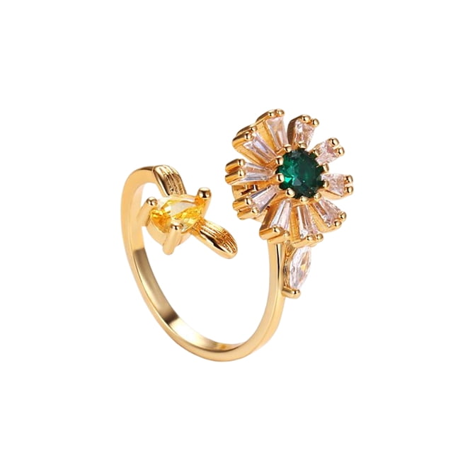 Sonducket Anillo de tamaño ajustable para mujer, diseño de flores con personalidad, anillos abiertos, accesorios de compromiso, accesorios de joyería de Ropa, zapatos y accesorios Miscelánea Oro
