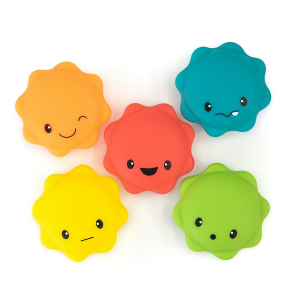 Sassy Macaron Squirters, 5 Pc Bath Toys 6 Months and Up