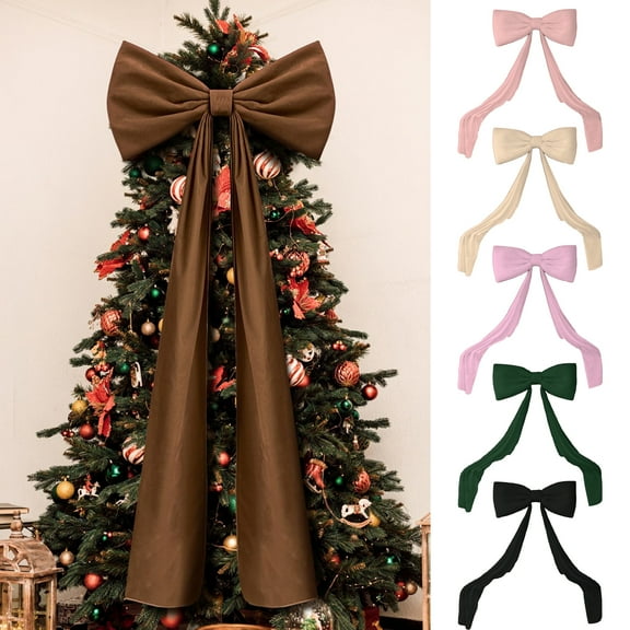 Dserfhy 71 Inch Christmas Tree Bow Topper Red Velvet Large Bow Xmas Decoration Holiday Decor for Household Wreaths Wall Festive