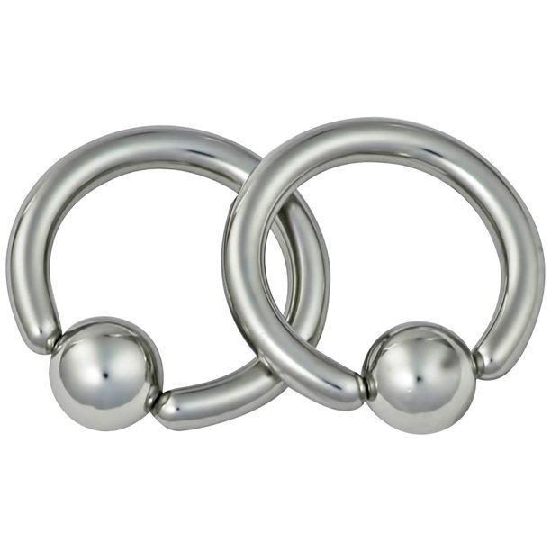 Pair Of 2 Captive Rings 12g 3 8 Inch Surgical Steel Captive Bead Hoop Cbr Earrings 5mm Balls Walmart Com