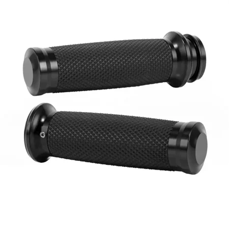Customized Appearance Motorcycle Handlebar Grip, Anti-slip Groove Abs Plastic Handgrips For Harley Touring Sporster Dyna Softail V-Rod, 1 Pair Black