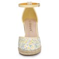thumbnail image 2 of BLISSFUL STEP Sandales Compensées à Plateforme à Bout Fermé pour Femme en Dentelle Jaune, Espadrilles à Talons, Pointure 5.5 M US, 2 of 6
