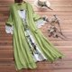 thumbnail image 2 of Vestido bohemio vintage de mujer con cuello redondo, estampado de flores, encaje, dos piezas, manga 3/4, 2 of 7