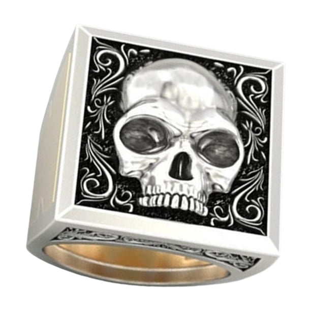 Conjunto de anillos de novedad punk para hombre, joyería de calavera, anillo hip hop para fiestas, compromiso con Talla 11