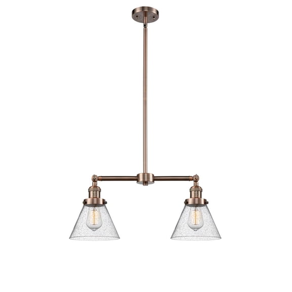 Innovations 2-LT LED Large Cone 22" Chandelier - Antique Copper - 209-AC-G44-LED