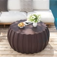 thumbnail image 3 of FFH 35.43" Coffee Table for Living Room, Modern Patio Coffee Table, Waterproof, Durable MgO Cement Design, Brown, 3 of 13