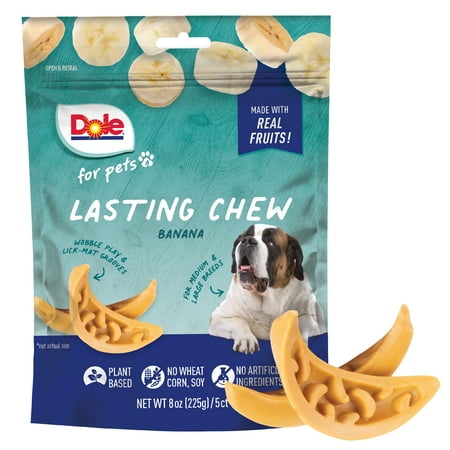 dole freshly fetched lasting chew treats for dogs  banana flavor  no wheat  corn or soy  8 oz - 5ct