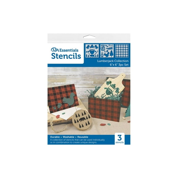 PA Ess Stencil 6x6 3pc Lumberjack Collection