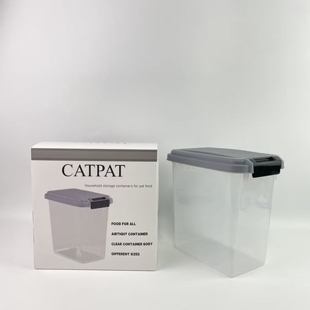 CATPAT Household storage containers for pet food Airtight Dog Food Storage Container Up to 10 lbs for Dog Cat Bird and Other Pet Food Storage Bin Keep Fresh Translucent Body Clear/Gray