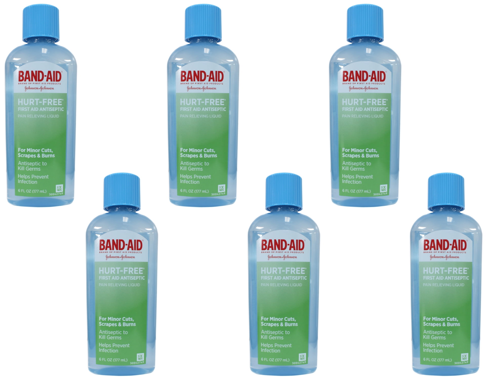 6 Pack BAND-AID Hurt-Free Antiseptic Wash 6 oz Each