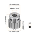 thumbnail image 2 of Uxcell 6mm Aperture 15T Mod 1 Stainless Steel Spur Diff Differential Motor Pinion Gear, 2 of 5