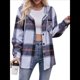 thumbnail image 1 of Camisa Clásica A Cuadros de Larga con Capucha para Mujer, Chaqueta Informal con Botones, Cárdigan de Lana y Bolsillos Laterales. Negro L, 1 of 10