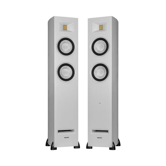 Fluance Ri91 Reference Stereo Powered Floorstanding Tower Speakers with High Performance AMT Tweeters, 2x6.5" Drivers, 150W Amplifier for Turntable, TV, PC - HDMI, Bluetooth, RCA & Sub Out (White Ash)