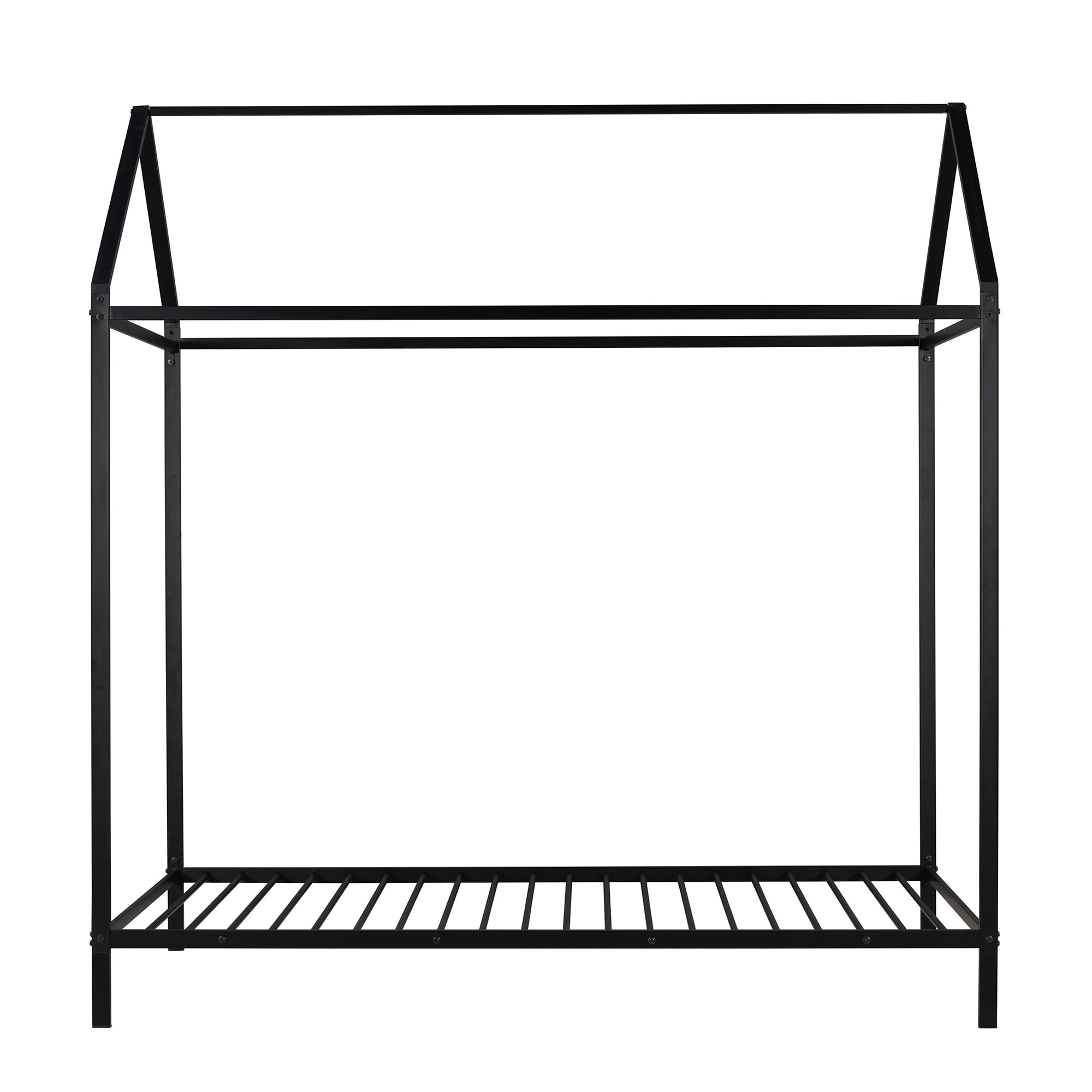 Gewnee Twin Size Kids Bed Frame, Metal Platform Bed Frame With Canopy,No Box Spring Needed. Black
