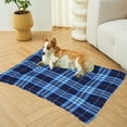 thumbnail image 5 of Indoor Warming Seating Sleeping Mats for Cat Dogs, 18.5 x 14.1 in, Blue Black-Grid, 5 of 6