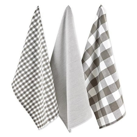 

Assorted Grey & White Dishtowel - Set of 3