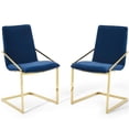 thumbnail image 2 of Modway Pitch 20.5" Velvet Dining Arm Chair, Gold & Navy, Set of 2, 2 of 8