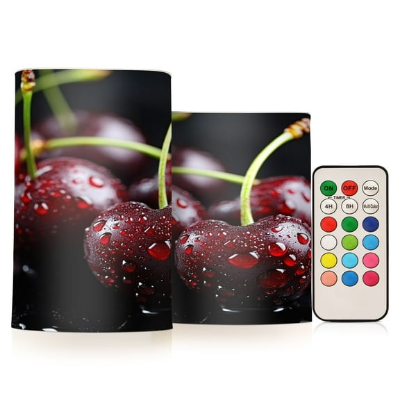 BZSMCE Flameless Candles LED Lights Dark Red Cherries Creativity Battery Candles