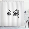 thumbnail image 1 of Ambesonne Eyelash Shower Curtain, Feather Butterfly Woman, 69"Wx84"L, Black White, 1 of 3