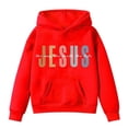 thumbnail image 4 of Weebloom Hoodie For Teen Girl Jesus Long Sleeve Soft Sweatshirt Graphic Kids Cute Pullovers With Pocket Tops Clothes Red 11-12Years, 4 of 4