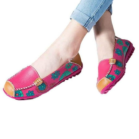 

Summer Savings Clearance! Zpanxa Womens Casual Shoes New Women Leather Shoes Loafers Soft Leisure Flats Female Casual Shoes Hot Pink 39