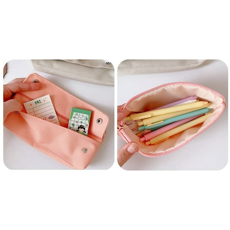 PIKADINGNIS Aesthetic Pencil Case Kawaii Pencil Case with 3pcs Pins Kawaii  Stationary Kawaii School Supplies (Green) 