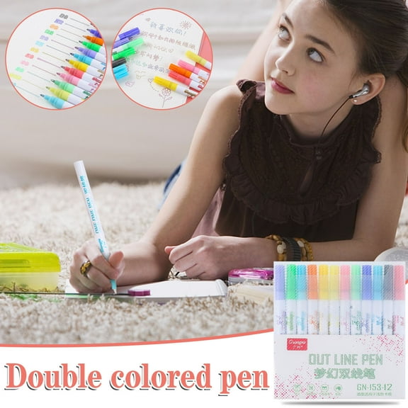 Clearance under 5 Back to College Drawing Watercolor Pen Set 12 Colors Marker Washable Painting Pen 6ml