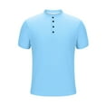thumbnail image 5 of Short Sleeve T-shirts for Men Mock Henley Neck Plain Tshirts Classic Fit Sport Golf Tops Casual Summer Clothes (XL, Sky Blue), 5 of 6