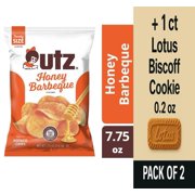 Utz Honey Barbeque Potato Chips Family Size 7.75 oz - Pack of 2 & Lotus Biscoff Cookie - 0.2 Oz - 1 ct