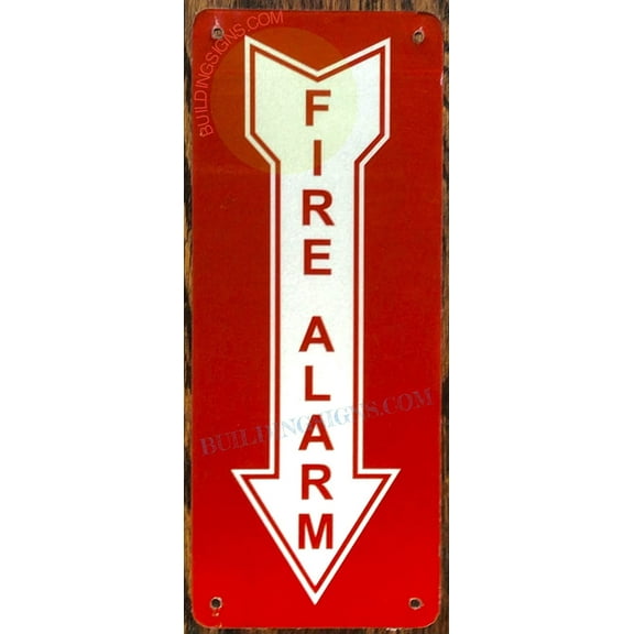 FIRE Alarm Arrow Down Sign (RED, Reflective, Aluminium 4X12,Rust Free) (ref-2201)