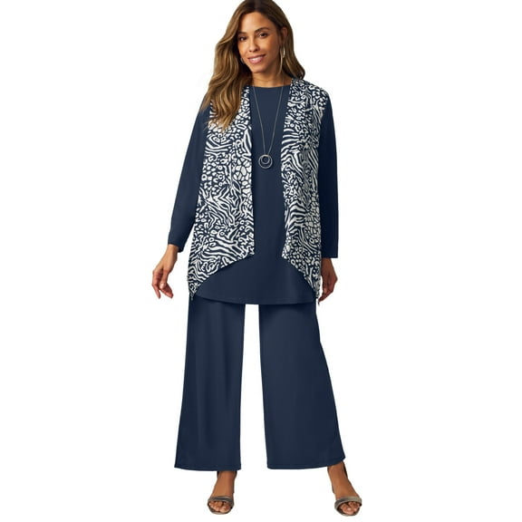 Jessica London Women's Plus Size Mixed Media Cardigan