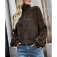 thumbnail image 6 of Fluffy Zip Up Sweater Brown X-Large, 6 of 6