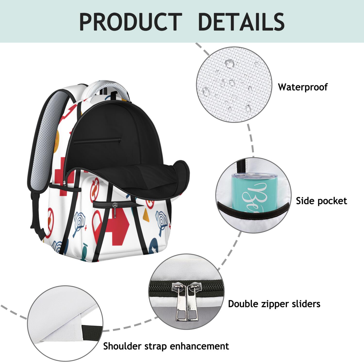 Waterproof Nurse Backpack - Ergonomic School Bag with Spinal Support for Nursing Students, Saving Lives Every Day, Cute Nurse Aesthetic & Durable Design