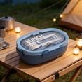 thumbnail image 6 of Divided Bento Lunch Box With Fork and Spoon, Microwave Meal Prep Container With Clear Lid, Blue, 6 of 6