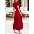 thumbnail image 2 of Vestido largo PRETTYGARDEN Verano 2025 con cuello en V y manga corta con volantes, 2 of 9